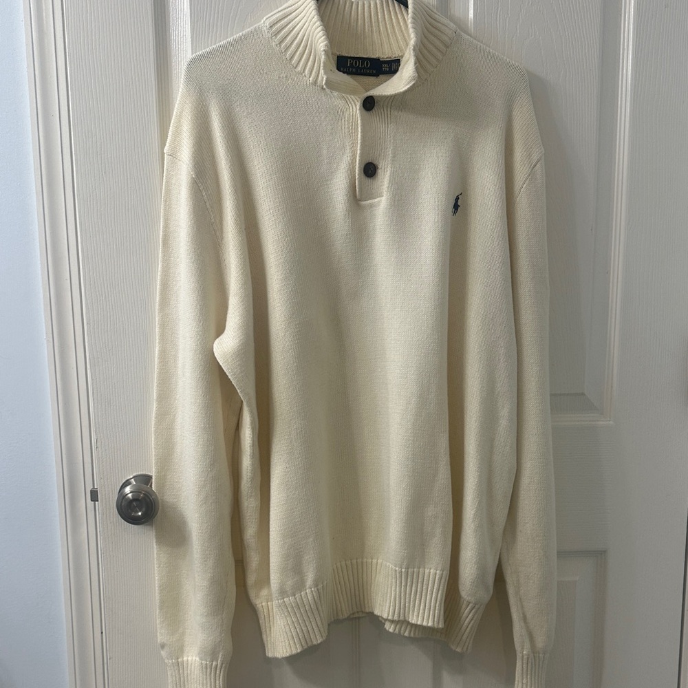 Polo by Ralph Lauren Off-White Sweater size XXL with Button front collar